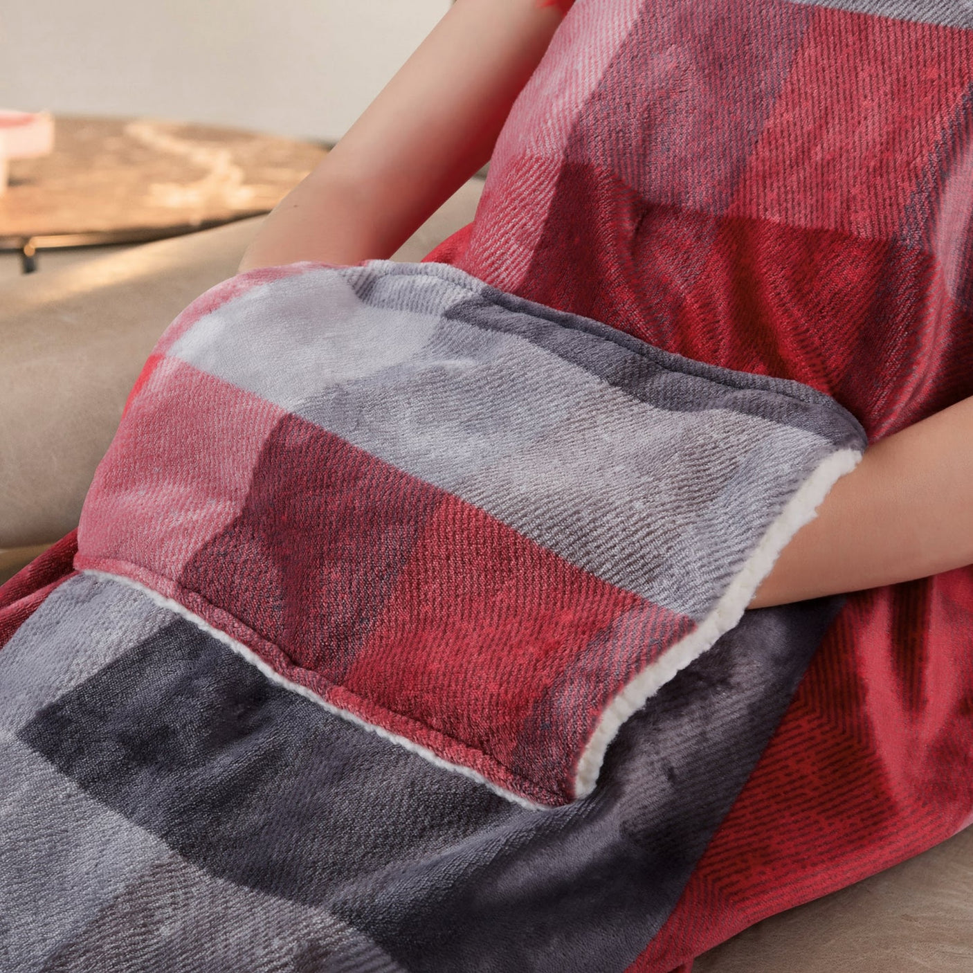 IMETEC CaldoPlaid Adapto Velvet Tartan con tasca mani e piedi cm 150x110