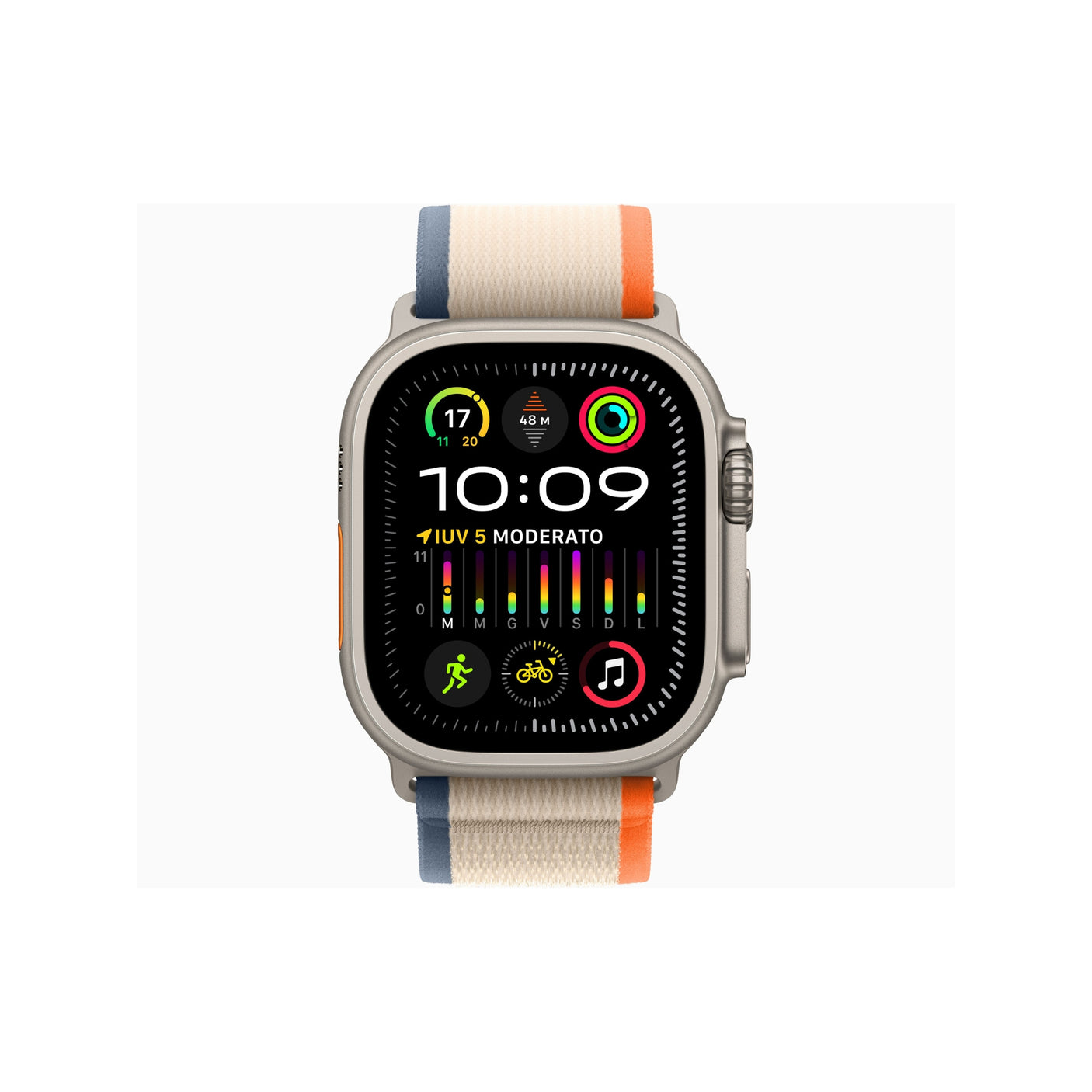 APPLE Watch Ultra 2 GPS + Cellular, Cassa 49 mm in titanio con Trail Loop arancione/beige - S/M