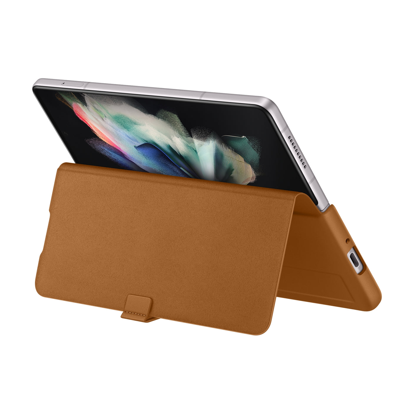 SAMSUNG Galaxy Z Fold3 Leather Flip Cover Camel