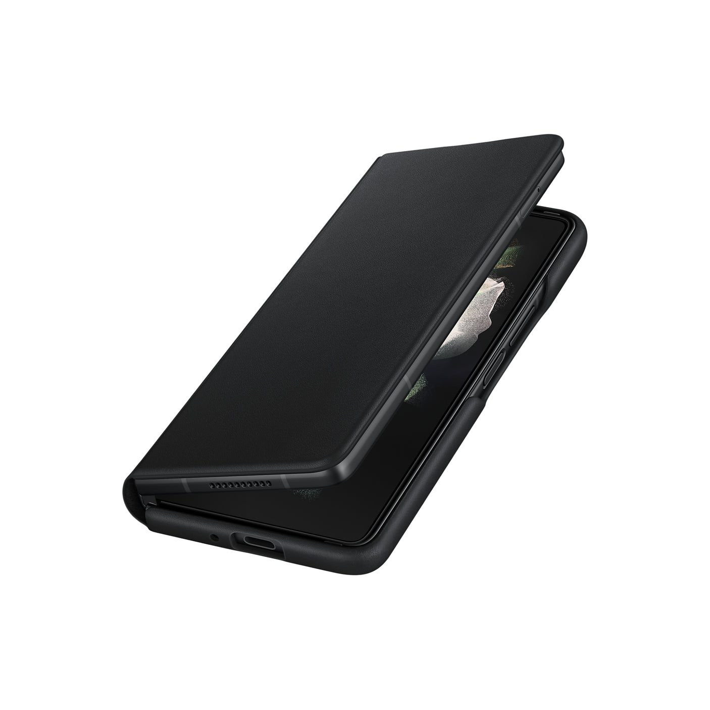 SAMSUNG Galaxy Z Fold3 Leather Flip Cover Black
