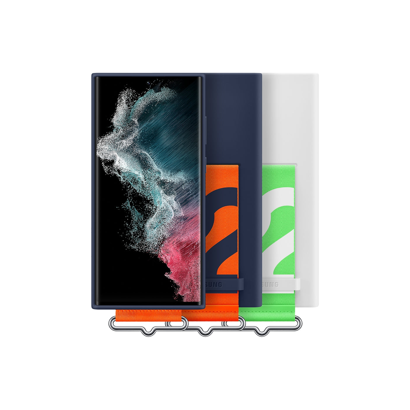 SAMSUNG Galaxy S22 Ultra Silicone Cover with Strap White