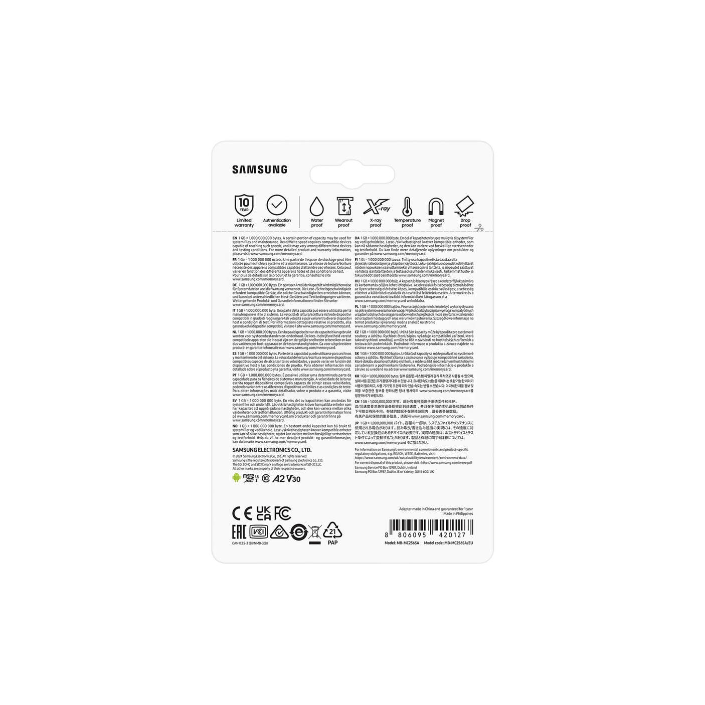 SAMSUNG EVO Plus microSD Memory Card 256GB (2024) White