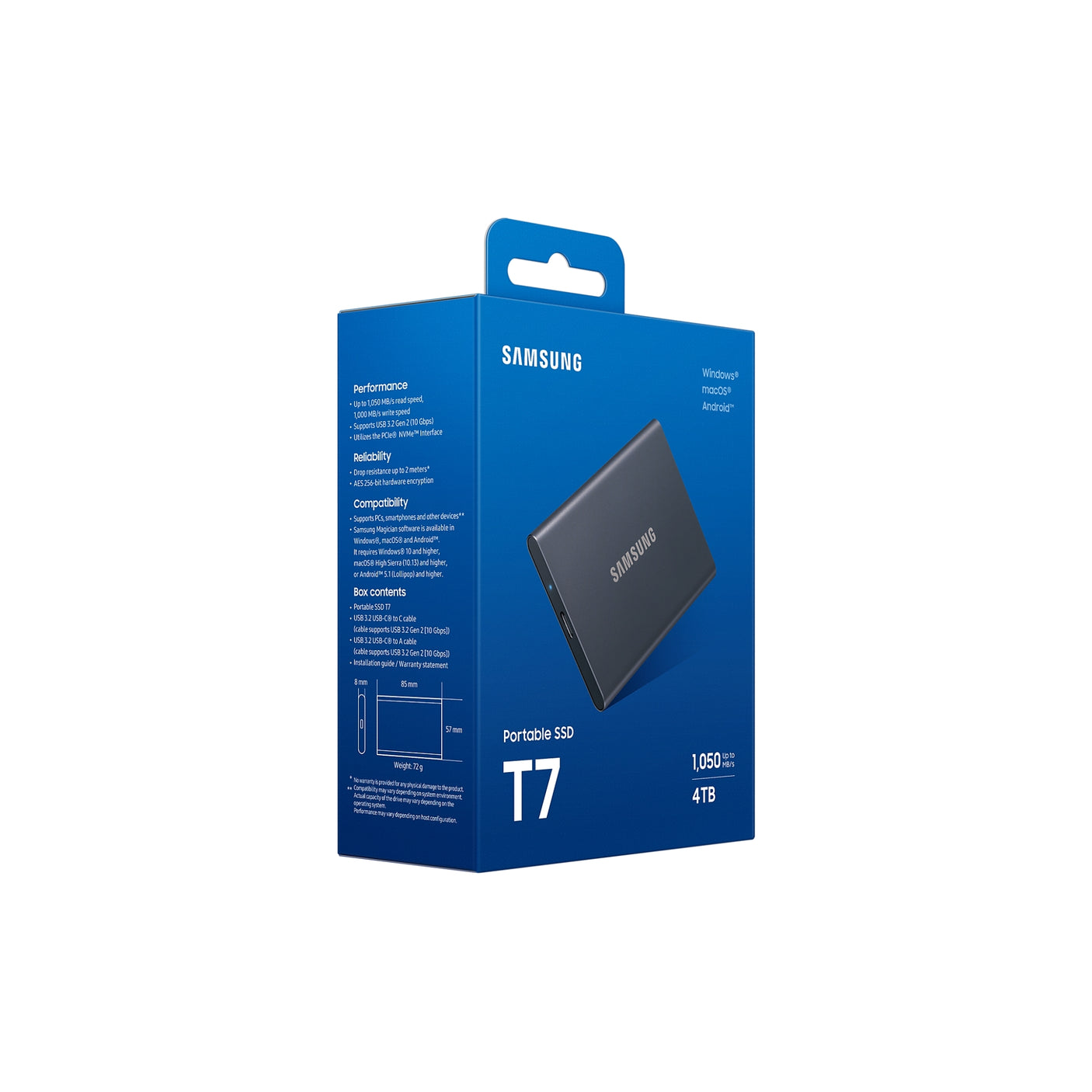 SAMSUNG Portable SSD T7 USB 3.2 4TB Titan Gray