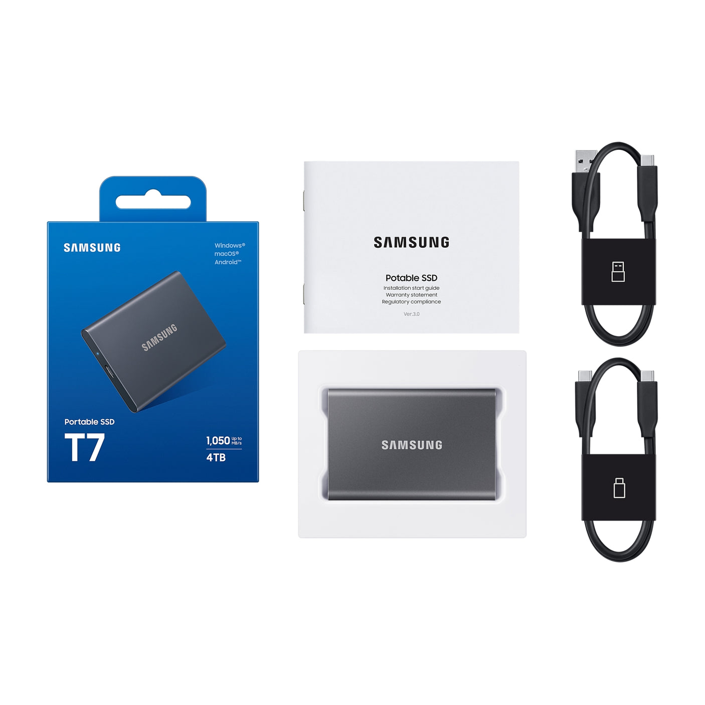 SAMSUNG Portable SSD T7 USB 3.2 4TB Titan Gray