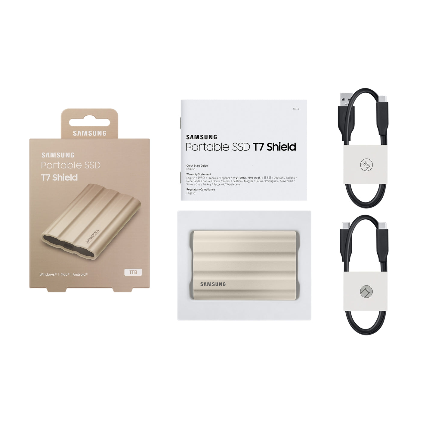 SAMSUNG Portable SSD T7 Shield USB 3.2 1TB Beige