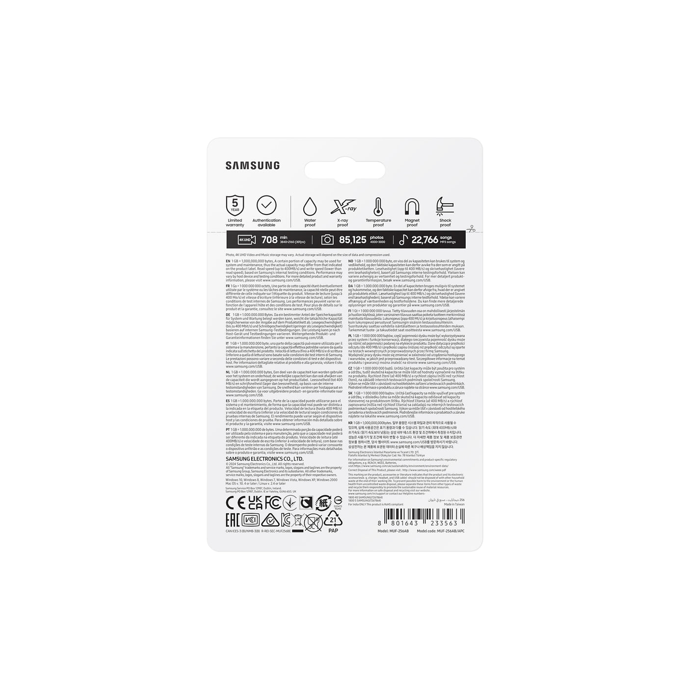 SAMSUNG FIT Plus USB 3.1 Flash Drive 256GB Gray