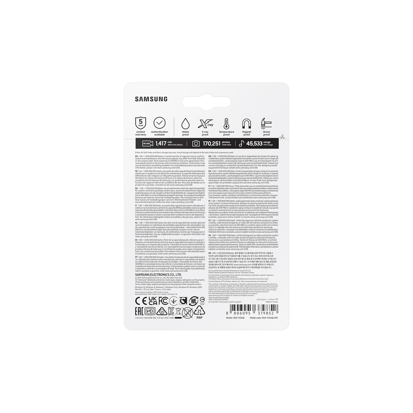 SAMSUNG FIT Plus USB 3.1 Flash Drive 512GB Gray