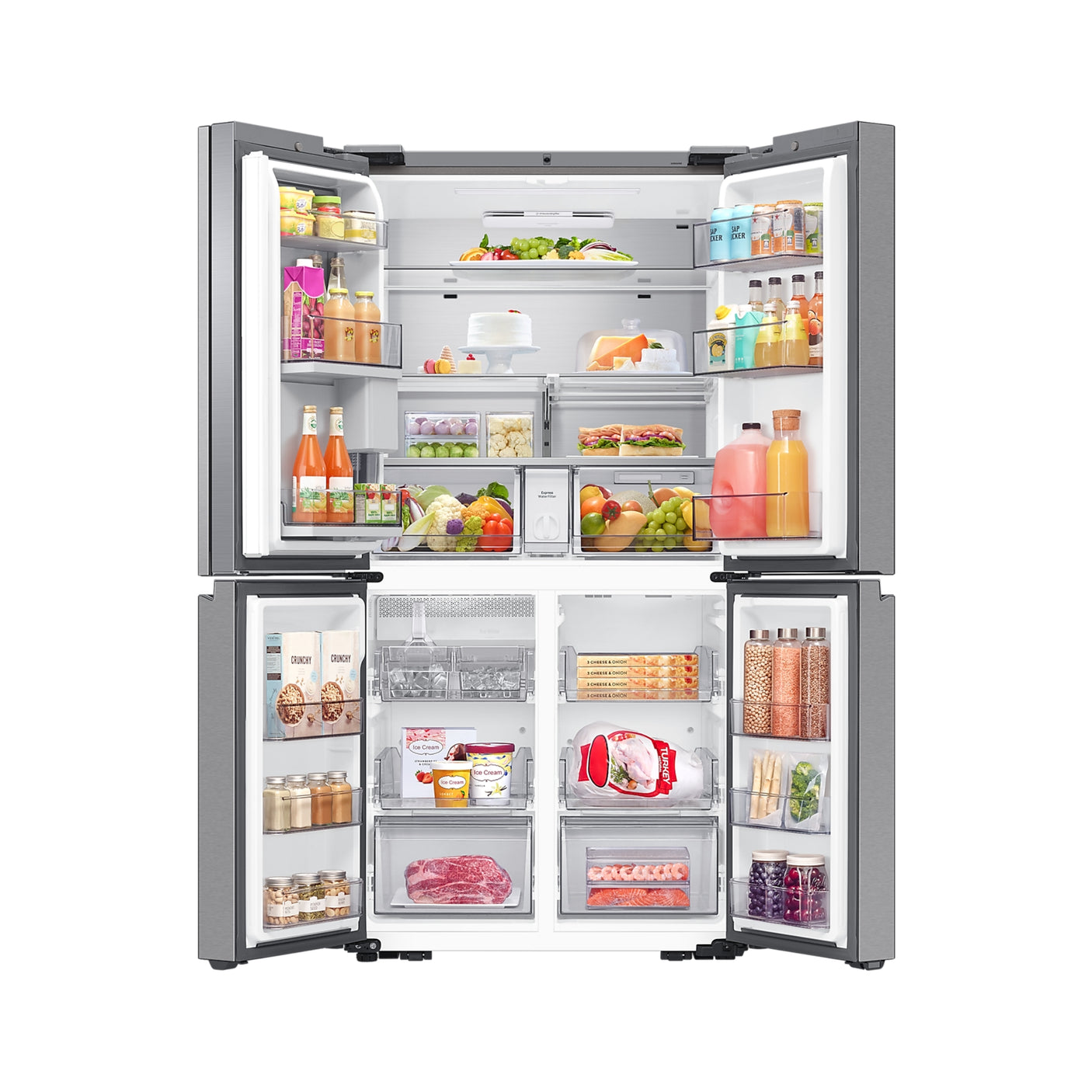SAMSUNG Frigorifero 4 Porte Family Hub AI con Beverage Center 636L Inox Spazzolato (RF65DG9H0ESREF)