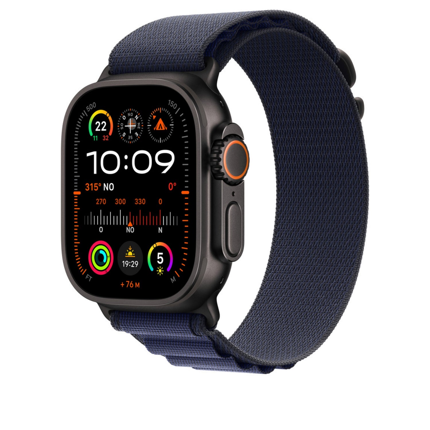 APPLE Cinturino Alpine Loop Blu navy - Large - Titanio nero