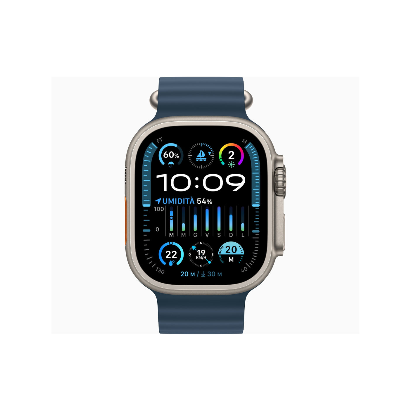 APPLE Watch Ultra 2 GPS + Cellular, Cassa 49 mm in titanio con Cinturino Ocean blu