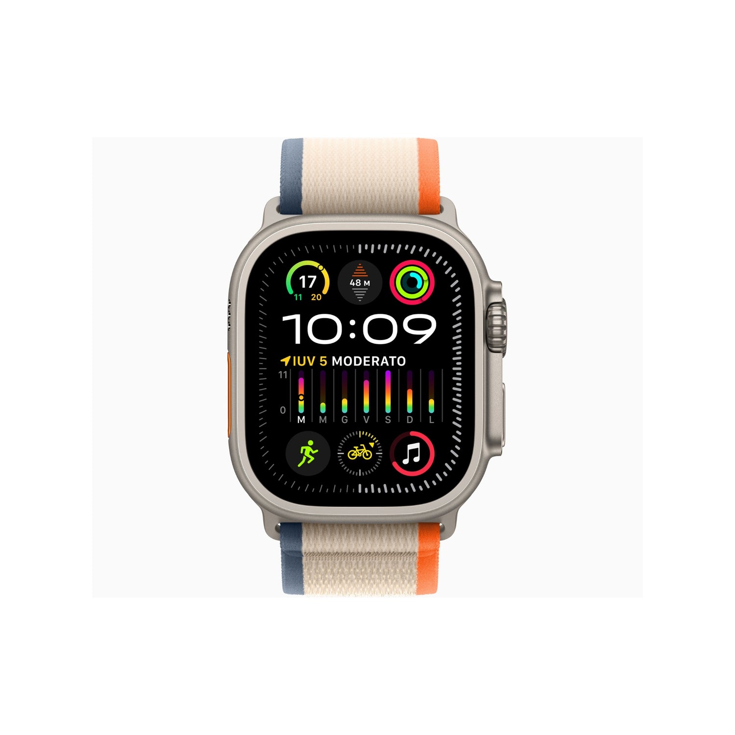 APPLE Watch Ultra 2 GPS + Cellular, Cassa 49 mm in titanio con Trail Loop arancione/beige - S/M