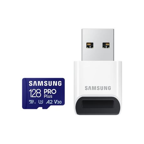 SAMSUNG PRO Plus microSD Memory Card 128GB (2023), USB Card Reader incluso Blue