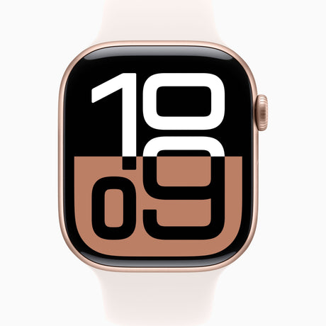 APPLE Watch Series 10 GPS, Cassa 42 mm in alluminio color oro rosa con Cinturino Sport rosa fard - M/L