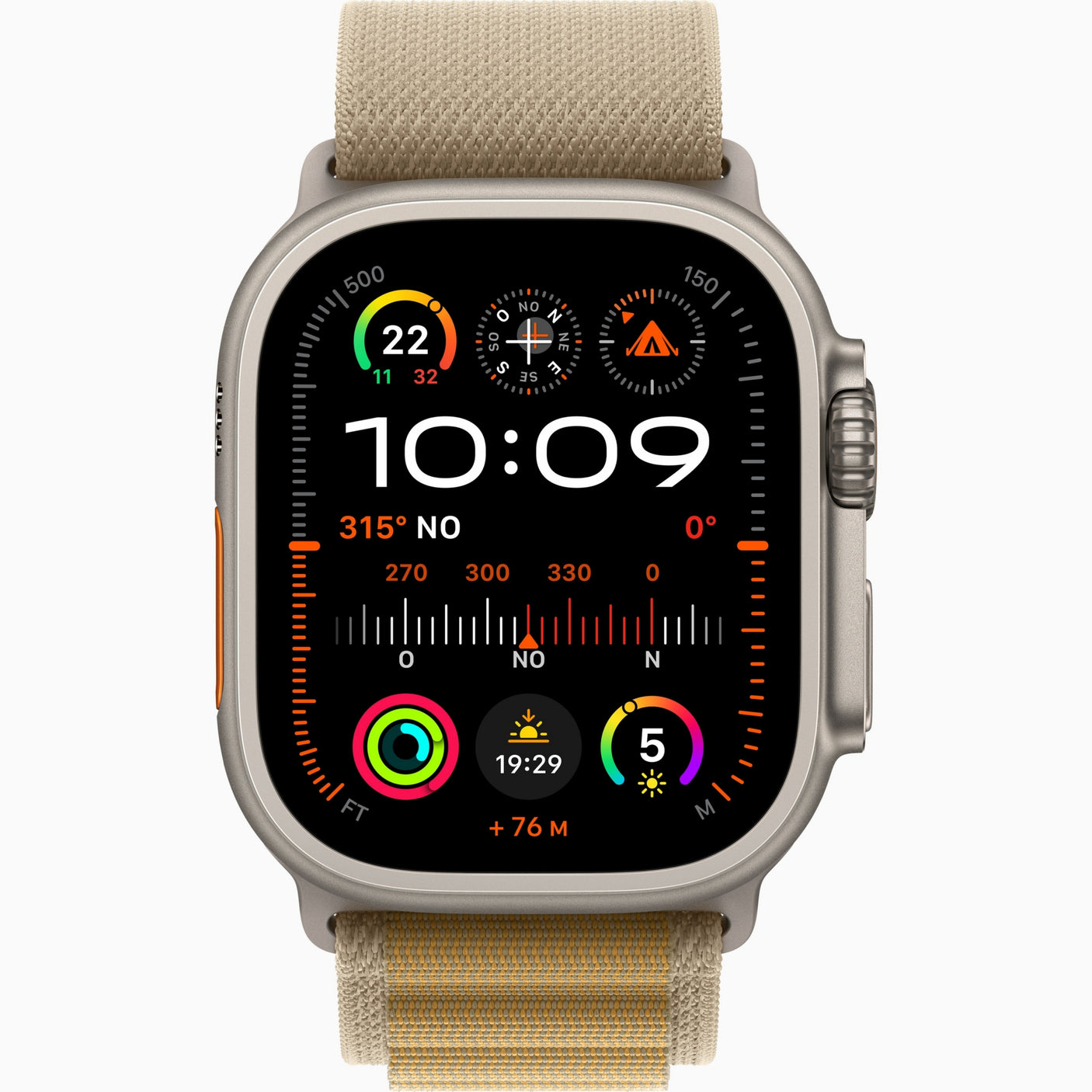 APPLE Watch Ultra 2 GPS + Cellular, Cassa 49 mm in titanio naturale con Alpine Loop Sahara - Small