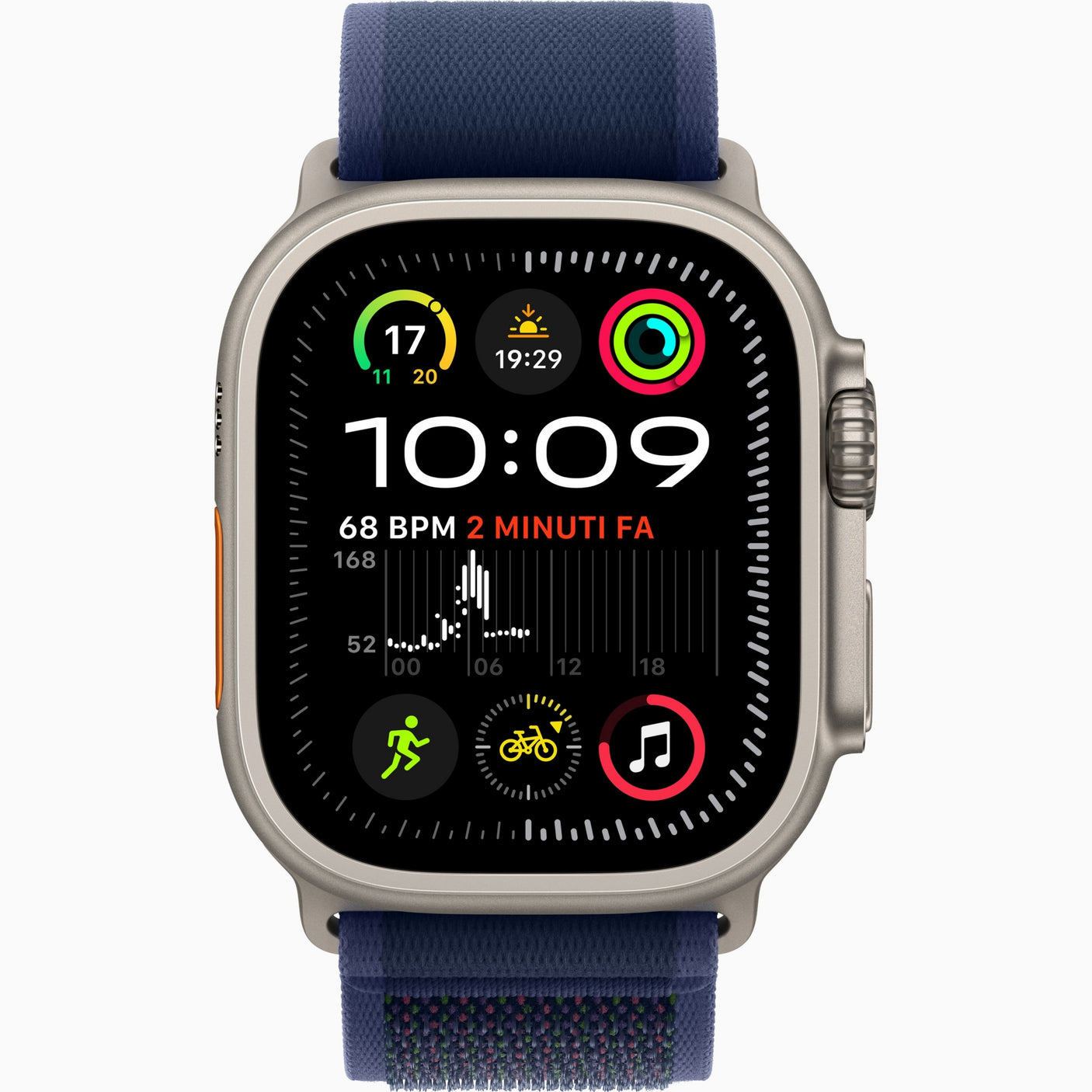 APPLE Watch Ultra 2 GPS + Cellular, Cassa 49 mm in titanio naturale con Trail Loop Blu - S/M