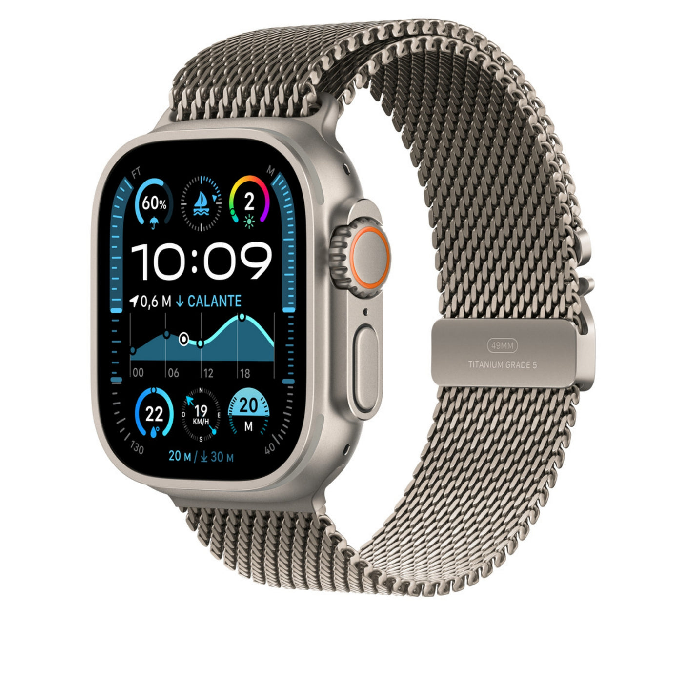 APPLE Loop in maglia milanese in titanio naturale (49 mm) - Medium