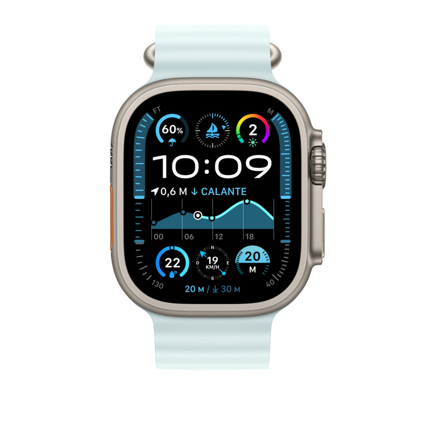 APPLE Cinturino Ocean Blu ghiaccio (49 mm) - Titanio naturale