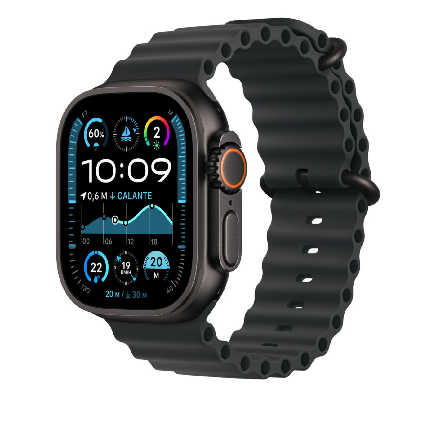 APPLE Cinturino Ocean Blu navy (49 mm) - Titanio Nero