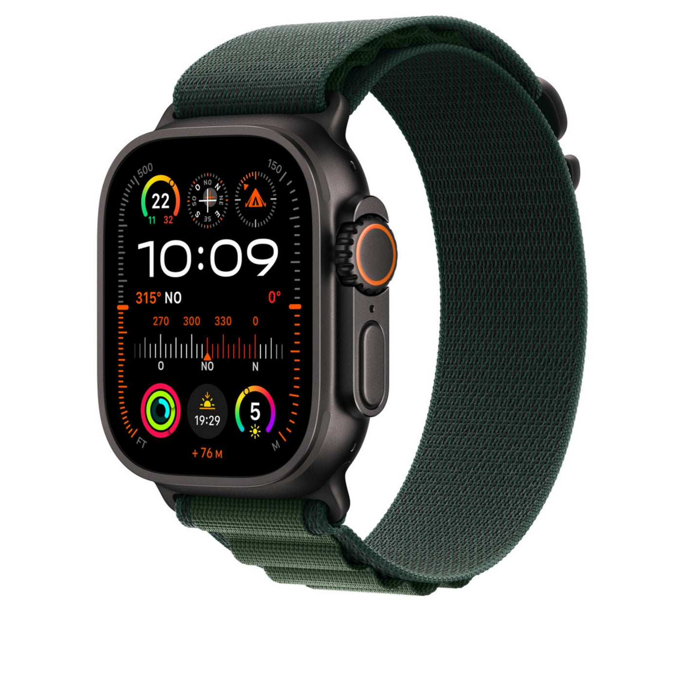 APPLE Cinturino Alpine Loop Verde scuro - Small - Titanio nero